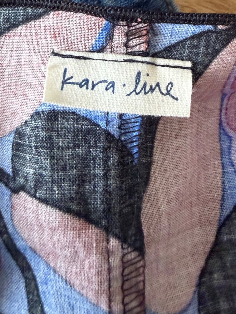 Kara-Line Blue & Rust Leaf-Print Midi Dress - Picture 6 of 6